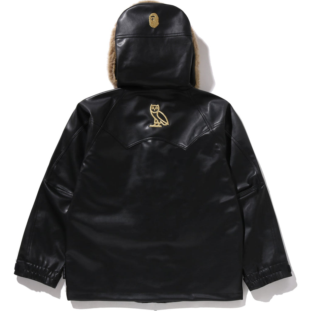 BAPE X OVO SYNTHETIC WASHABLE LEATHER SNOWBOARD JACKET MENS