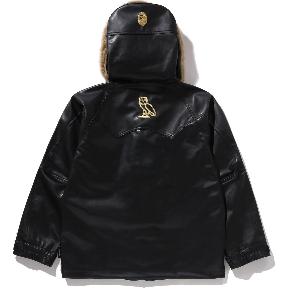 BAPE X OVO SYNTHETIC WASHABLE LEATHER SNOWBOARD JACKET MENS