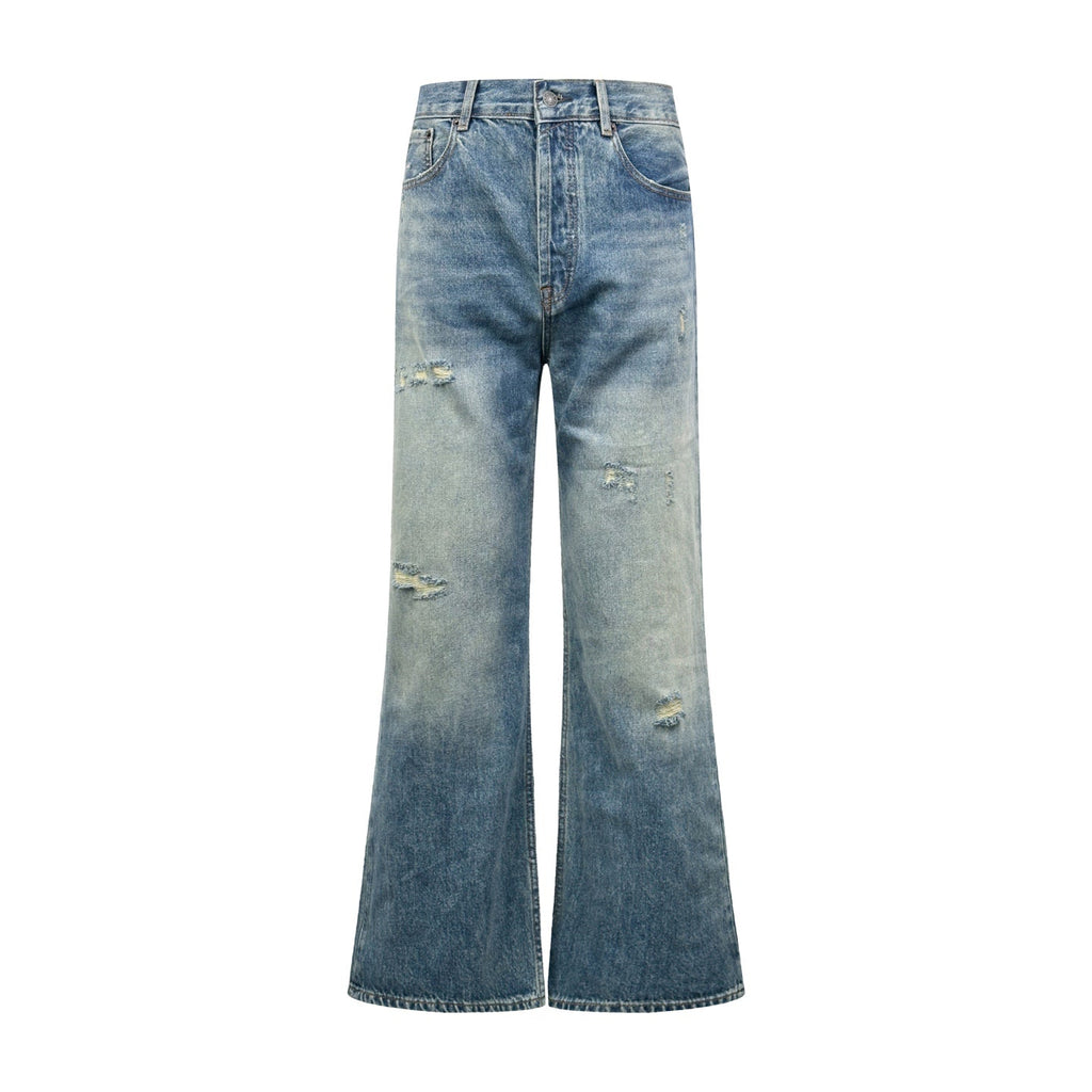 Acne Studios Distressed Flared Leg Vintage Wash Denim Jeans