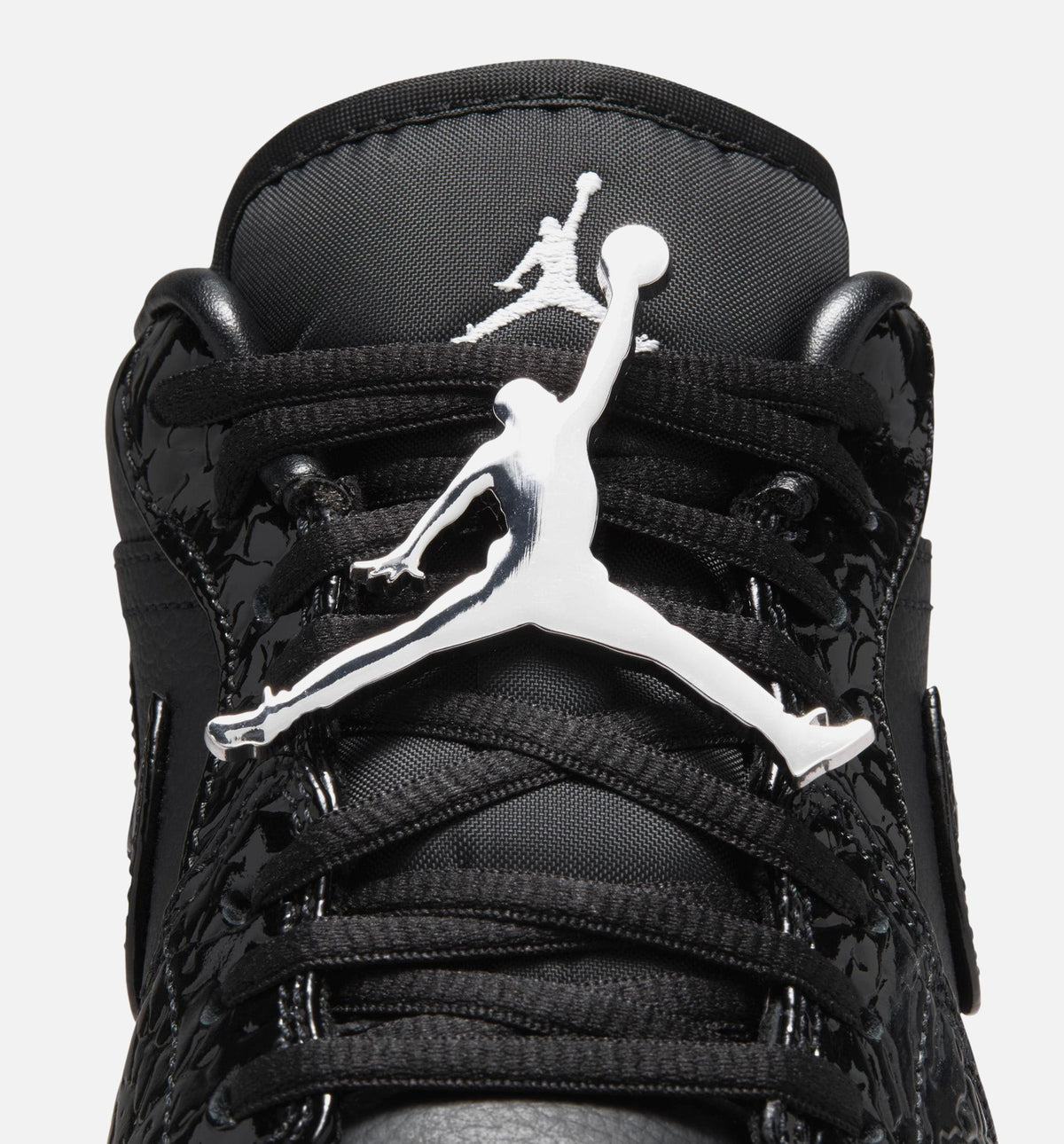 Air Jordan 1 Low Patent Elephant – Women's Lifestyle Shoe in Black/White/Metallic Silver