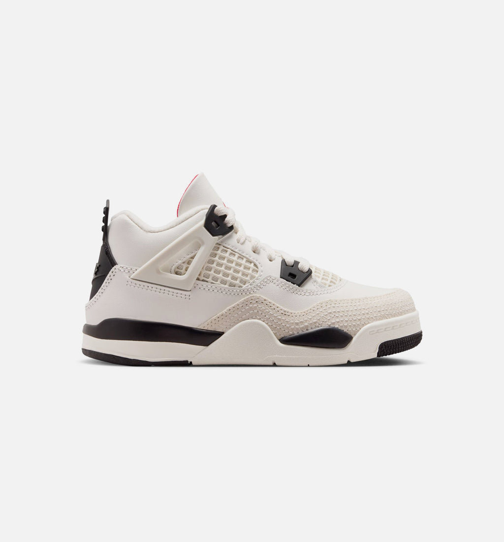 Air Jordan 4 Retro Flight Club Preschool Shoes - Sail Black University Red