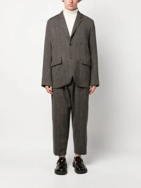 Uma Wang herringbone-pattern single-breasted blazer
