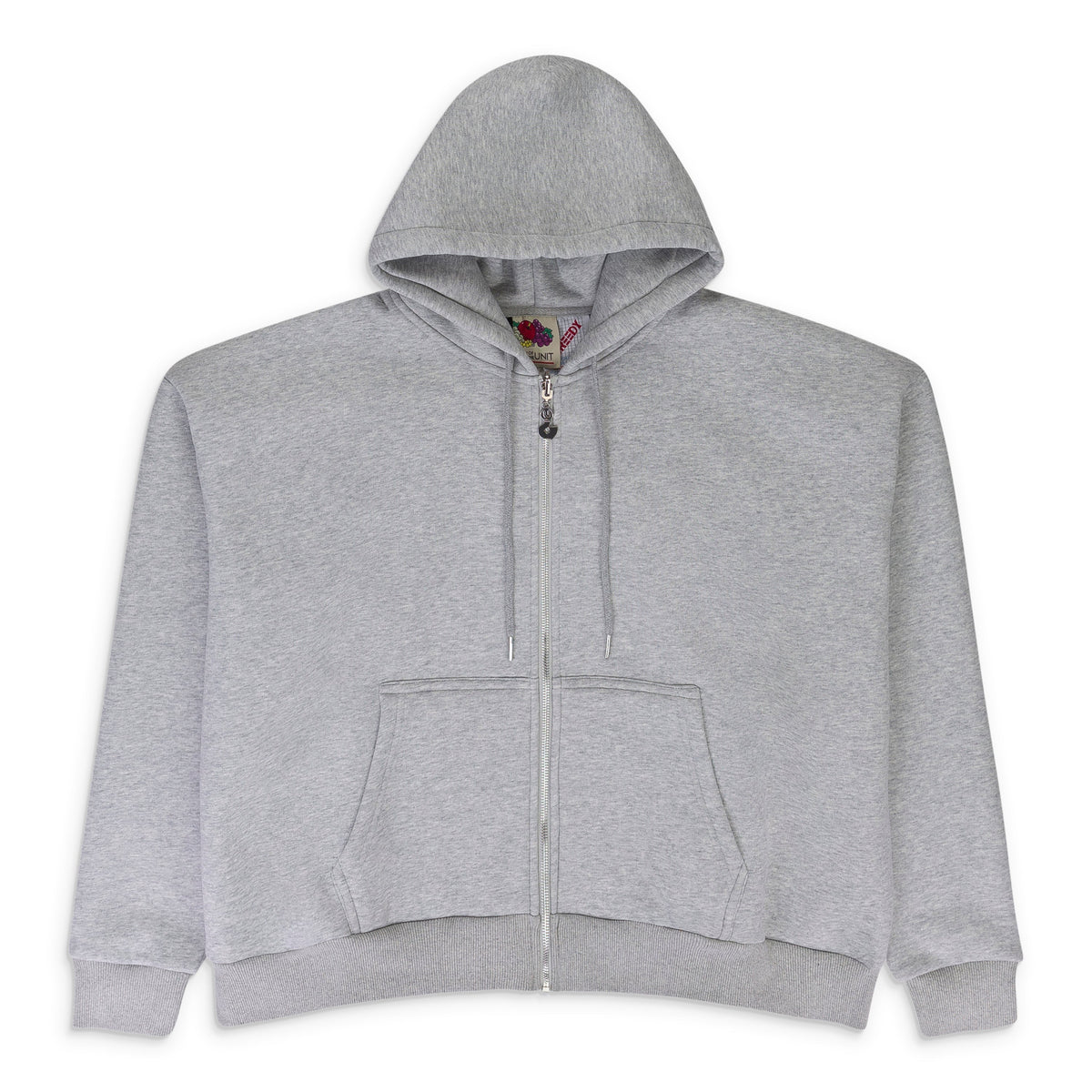 MULTI TAG ZIP GREY HOODIE
