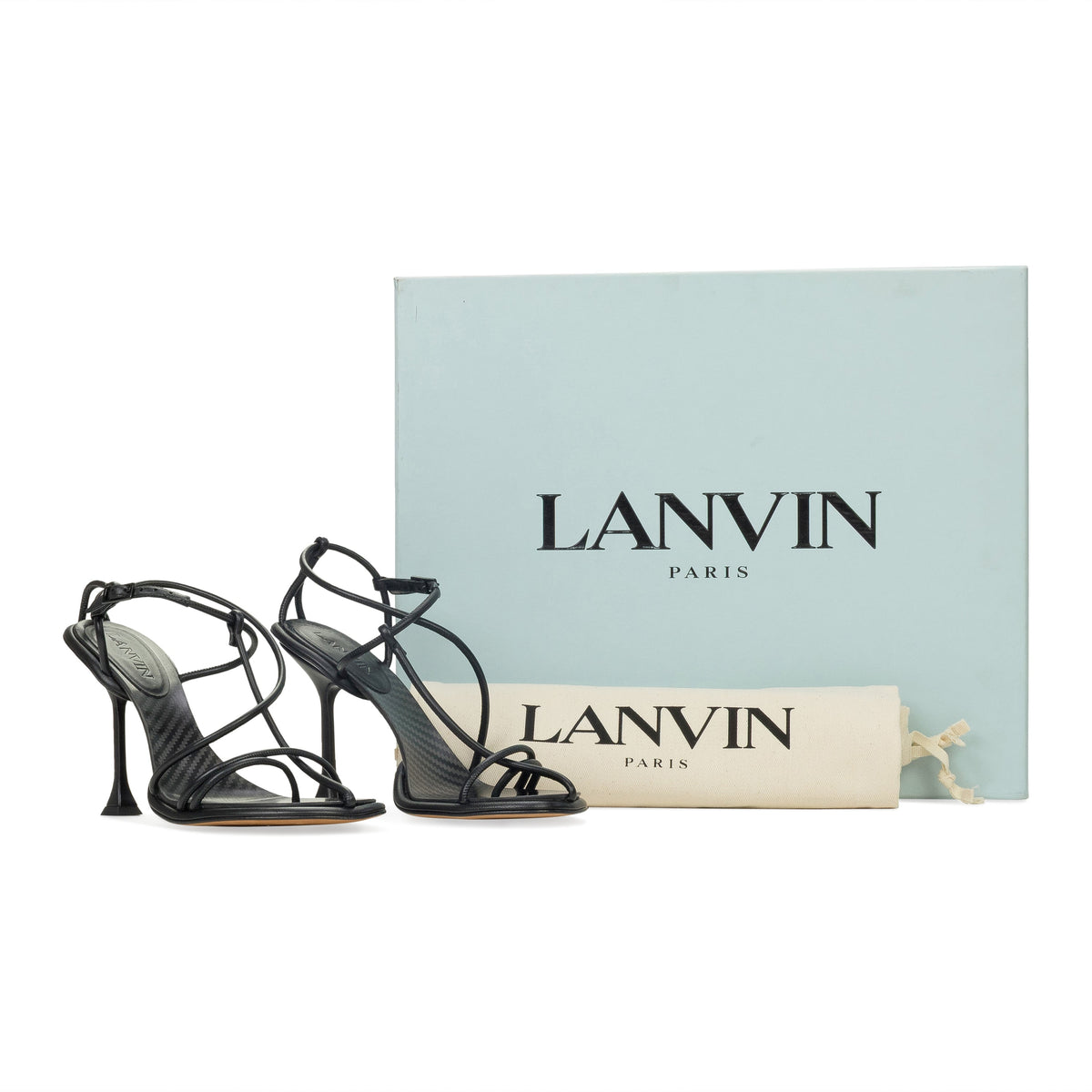 BLACK STRAPLIGHT SANDAL À TALONS 110MM HEELS