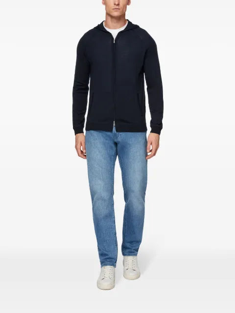 Boggi Milano merino-wool zip hoodie