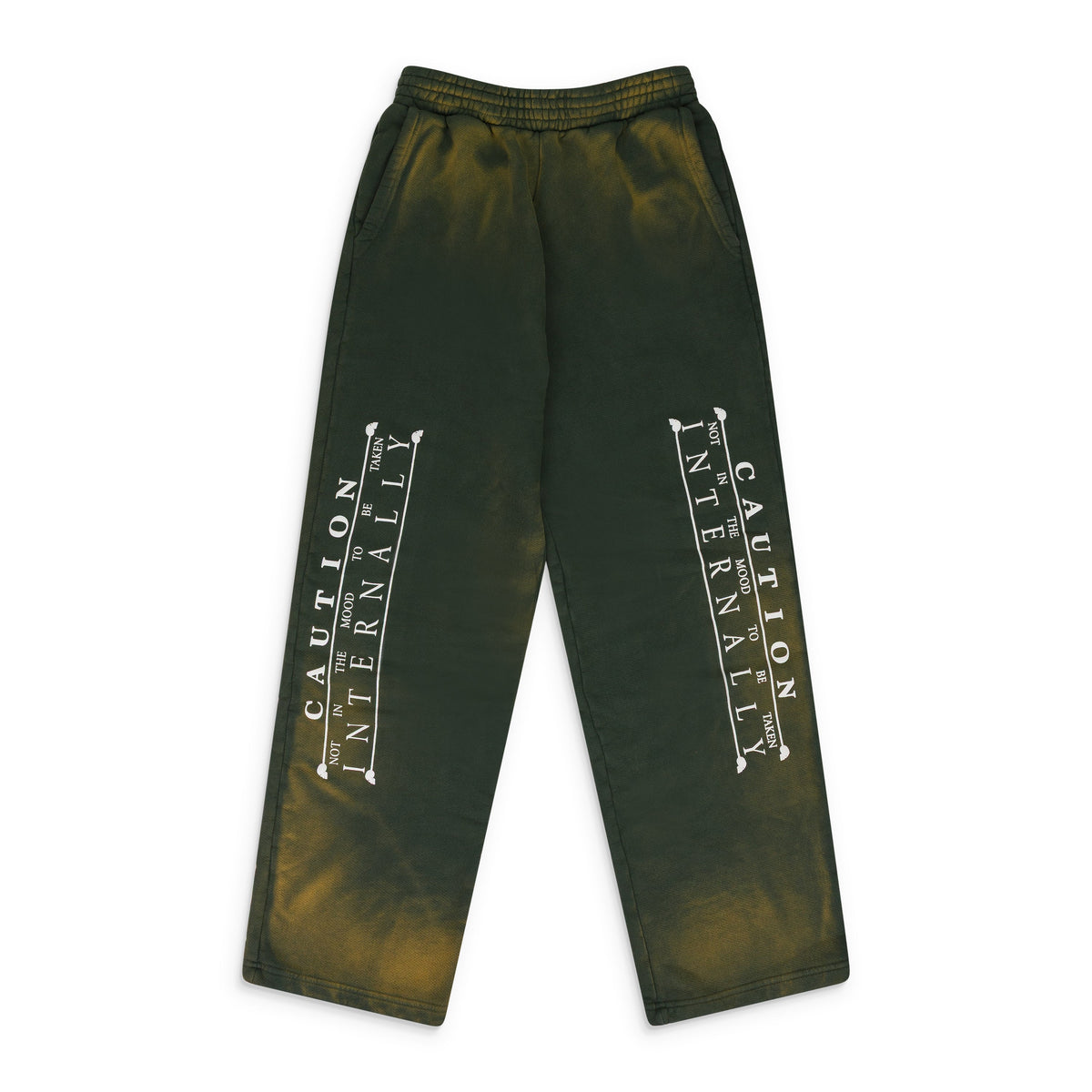 GREEN CAUTION SWEATPANTS