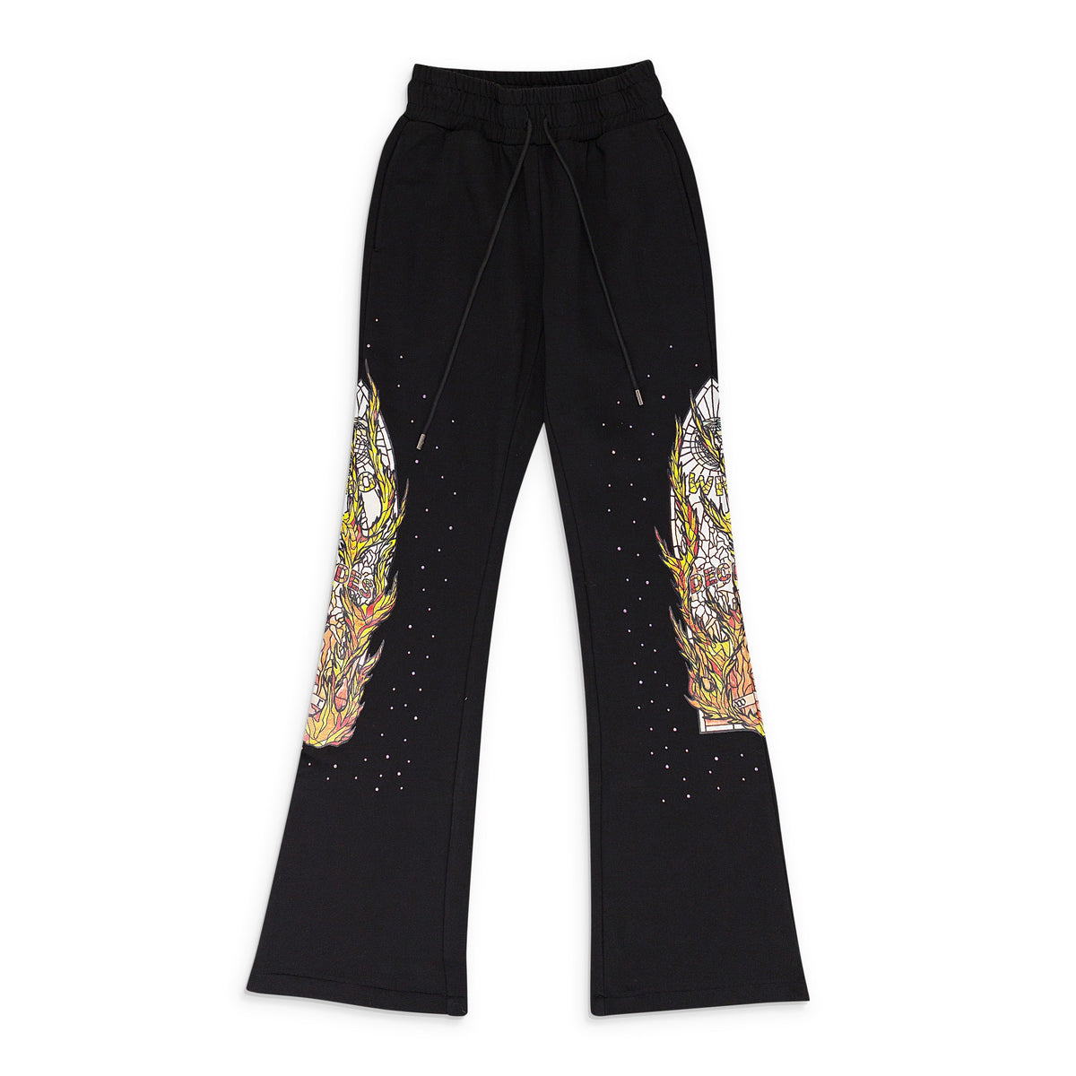 BLACK FLAME GLASS SWEATPANTS