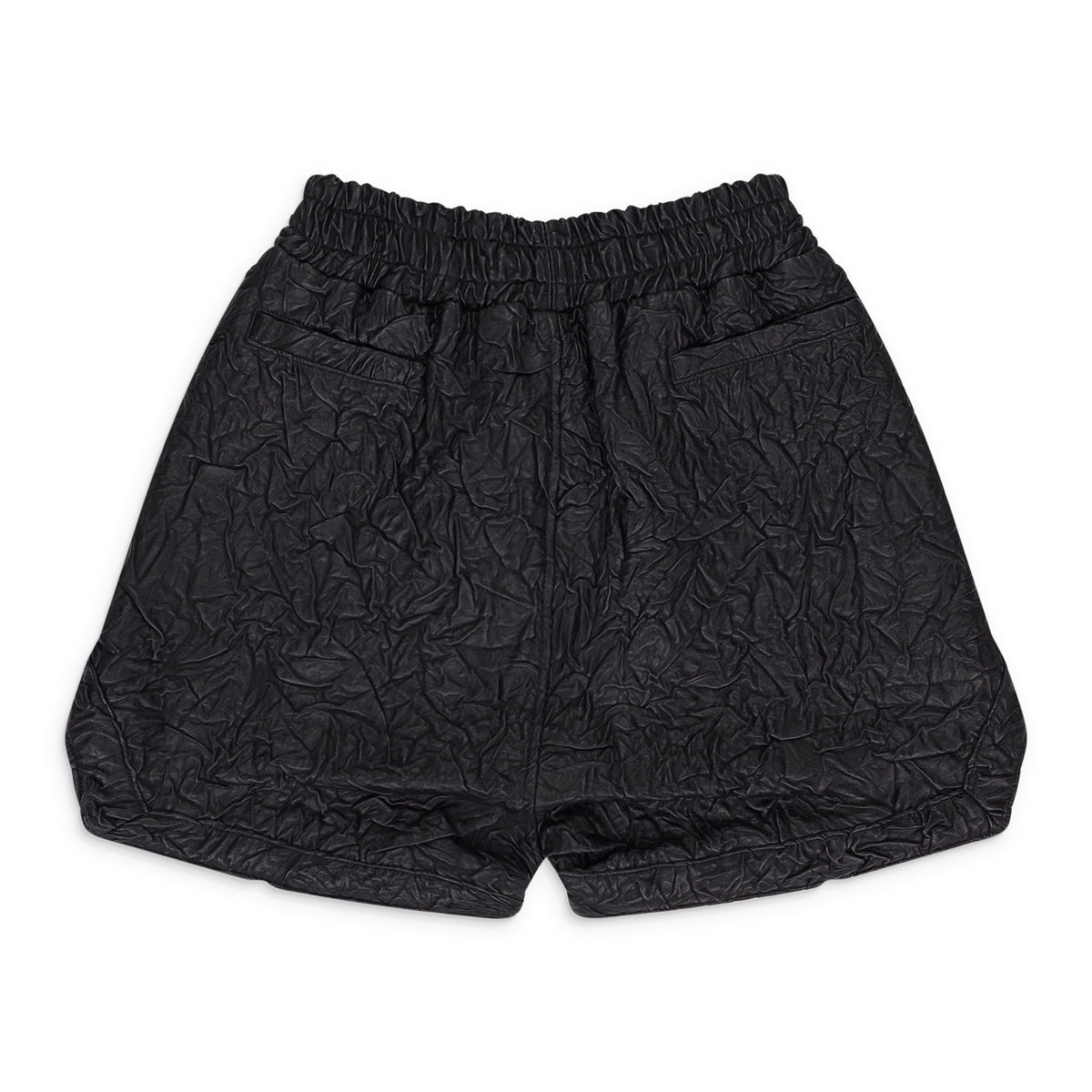 BLACK CRINKLED TAILORED SHORTS