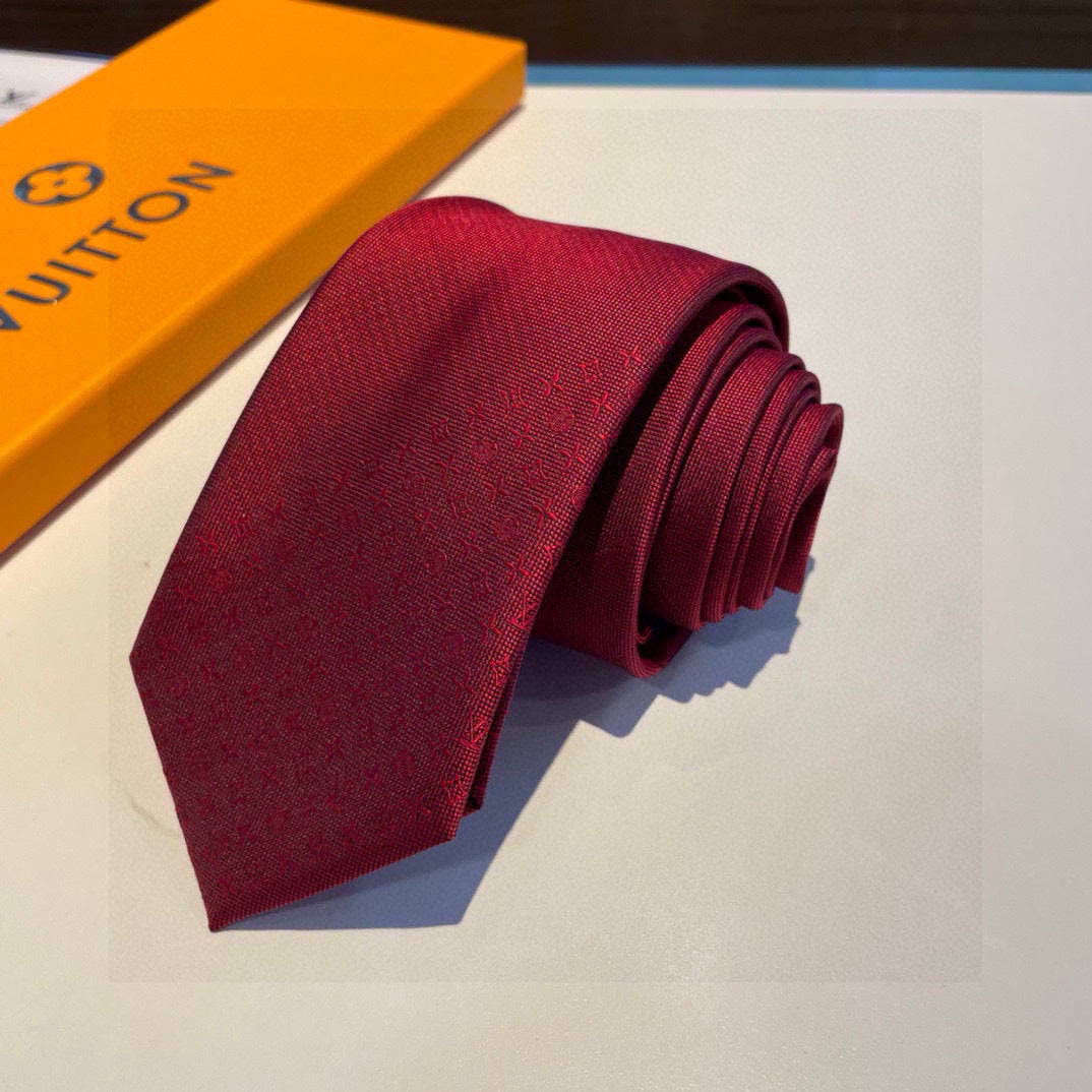 Louis Vuitton Style Men's Textured Solid Silk Tie