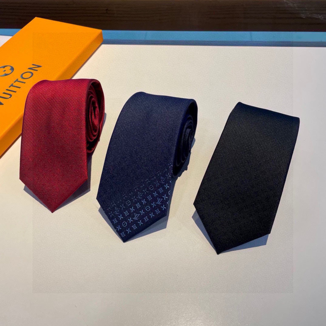 Louis Vuitton Style Men's Textured Solid Silk Tie
