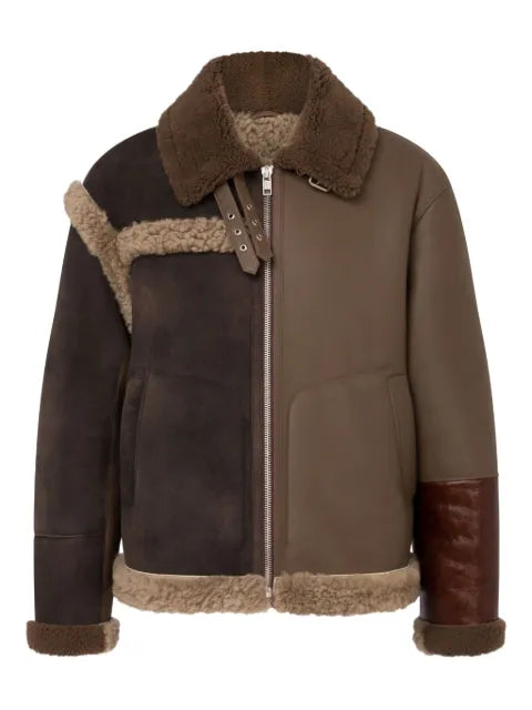 Moschino shearling-trimmed leather jacket