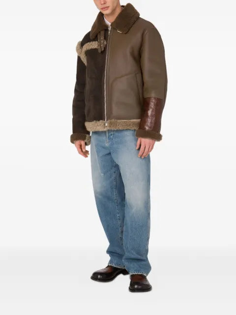 Moschino shearling-trimmed leather jacket