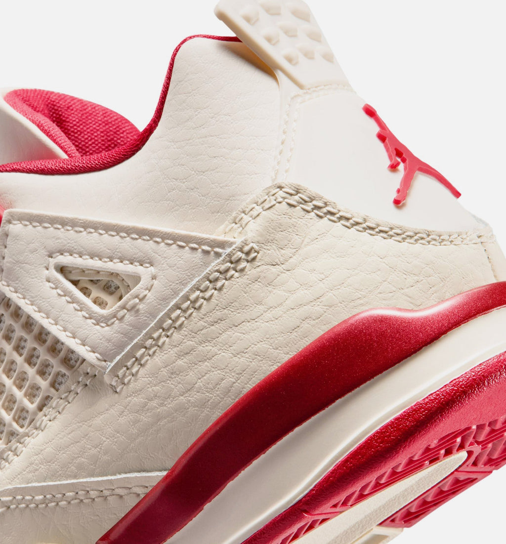 Air Jordan 4 Retro 'Valentine's Day' Preschool - Pale Ivory/Sierra Red/Tough Red