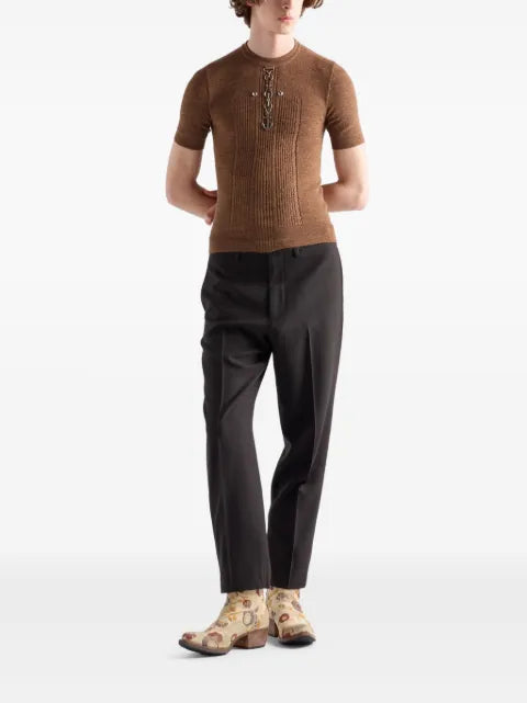 Prada anchor-detail ribbed knit sweater