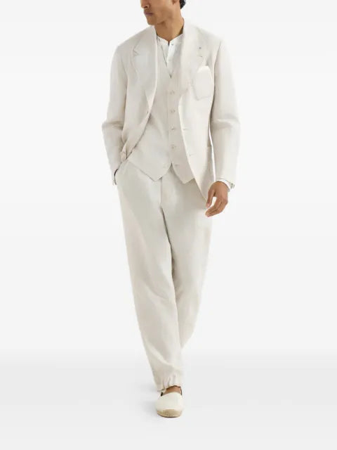 Brunello Cucinelli linen micro chevron waistcoat