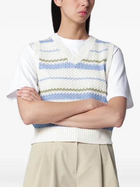 DUNST striped chunky-knit vest