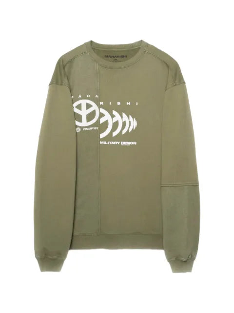 Maharishi logo-print panelled sweater