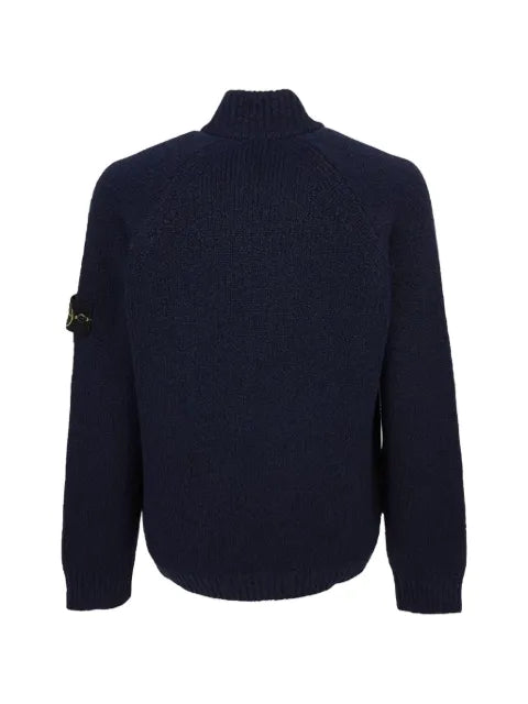 Stone Island Compass-patch ribbed-knit cardigan