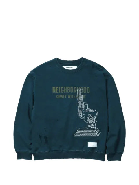 Neighborhood distressed graphic-print sweatshirt