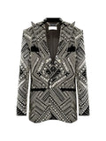 Philipp Plein crystal-embellished geometric-pattern blazer