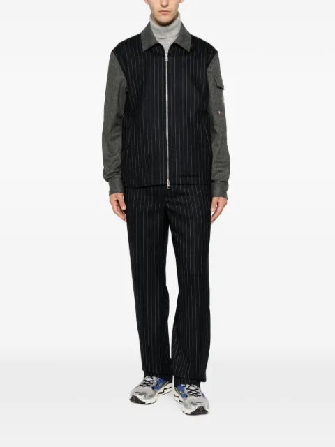 Moncler herringbone wool blend zip-up shirt