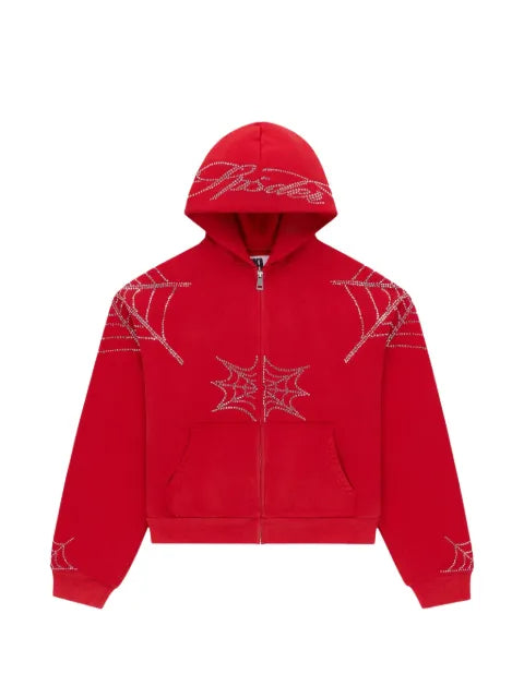 SP5DER rhinestone-embellishment hoodie
