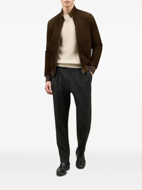 Boglioli zip-fastening suede bomber jacket