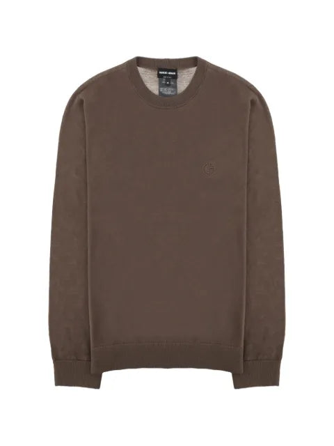 Giorgio Armani logo-embroidered virgin wool sweater