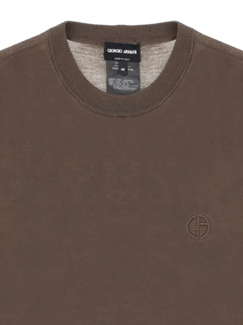 Giorgio Armani logo-embroidered virgin wool sweater