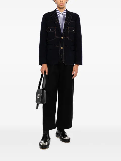 sacai contrast-stitch single-breasted blazer