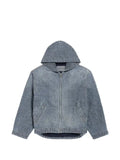 Balenciaga denim stitch hooded jacket in dark blue