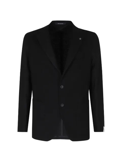 Tagliatore logo-pin single-breasted wool blazer