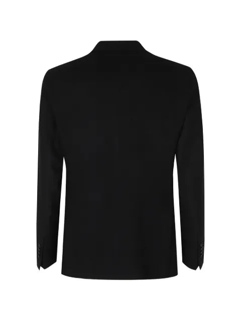 Tagliatore logo-pin single-breasted wool blazer