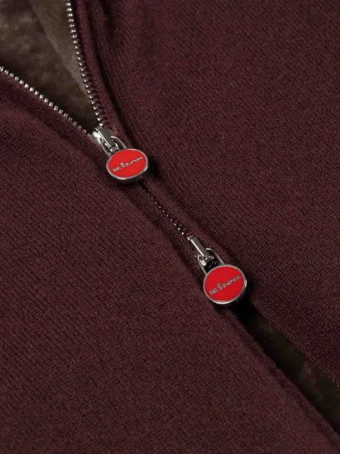 Kiton shearling-trim knitted jacket