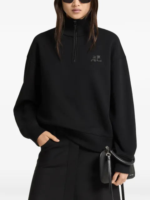 Courrèges zipped logo-patch sweatshirt