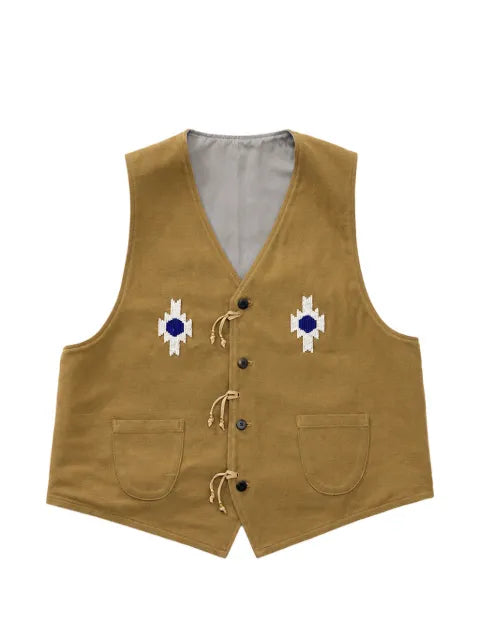 visvim beaded-motif front-button gilet