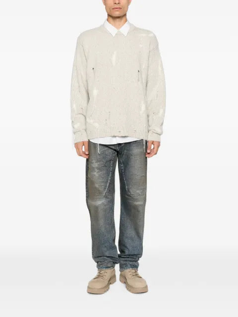 atomo factory distressed crew-neck sweater