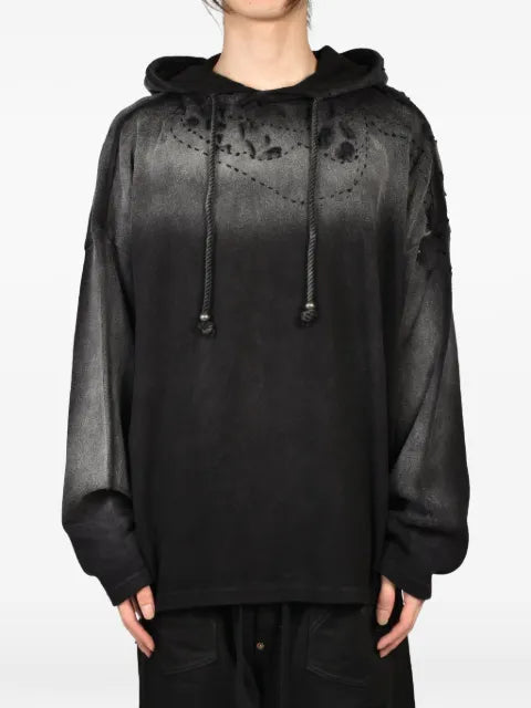 Glass Cypress destroyed cropped hoodie