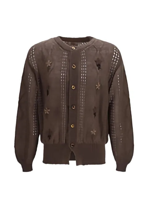 Magliano flower-embroidered open-knit cardigan