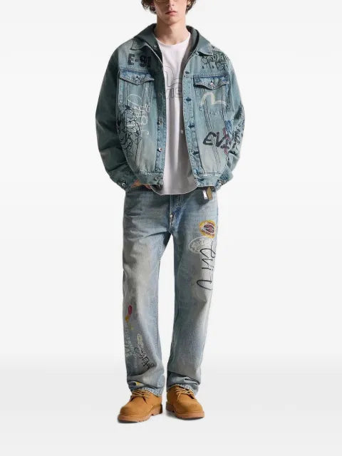 EVISU Fortune Theme hand-painted denim jacket