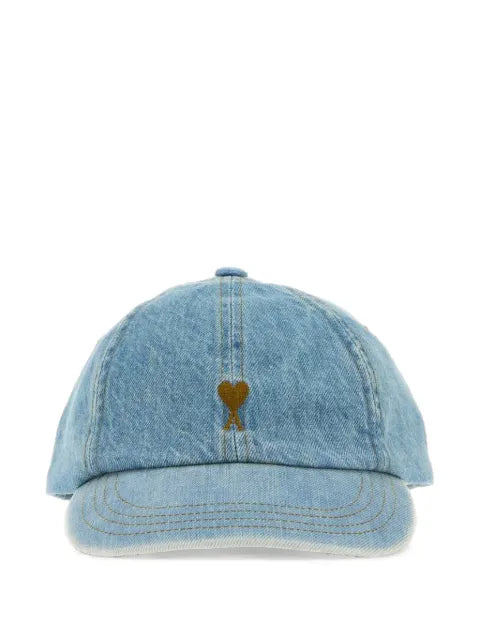 AMI Paris baseball cap in Ami de Coeur Light Washed denim