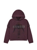 Purple Brand layered rhinestone-embellished hoodie