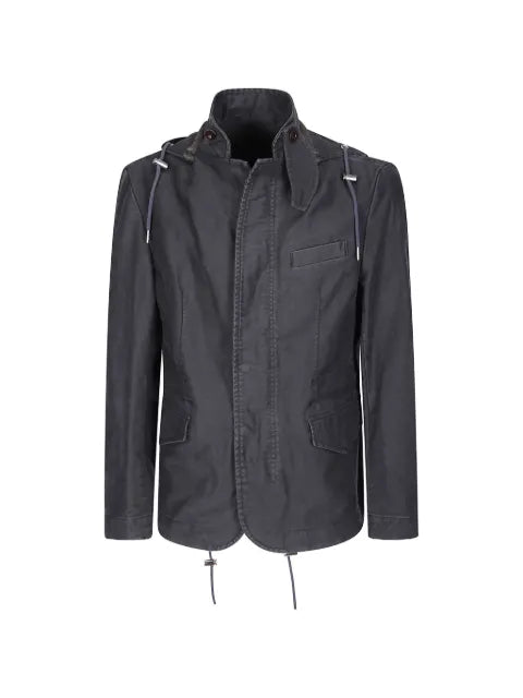 sacai sueded cotton hooded jacket