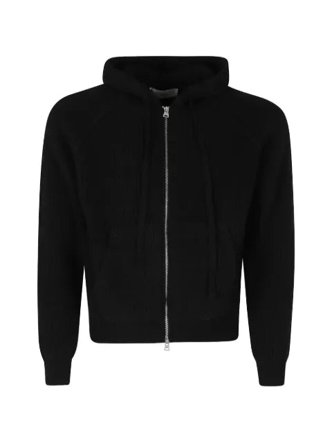 DUNST ribbed-knit zip-up hoodie