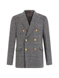 slowear Prince of Wales check double-breasted blazer