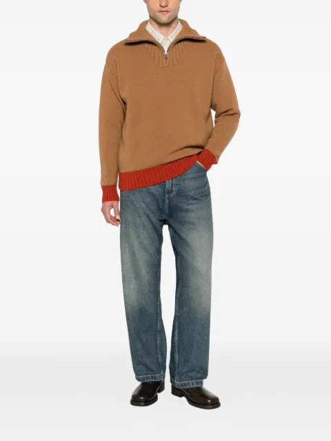 gallia Merz quarter-zip ribbed-trim sweater