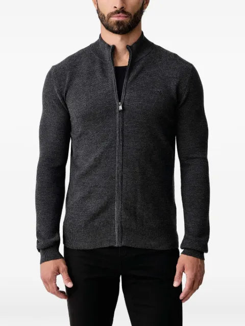 Trussardi zip-up ribbed-trim cardigan