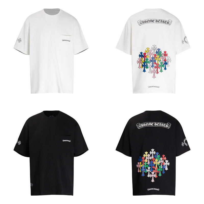 Chrome Hearts Multi-Color Cemetery Cross Short Sleeve T-shirt 6052