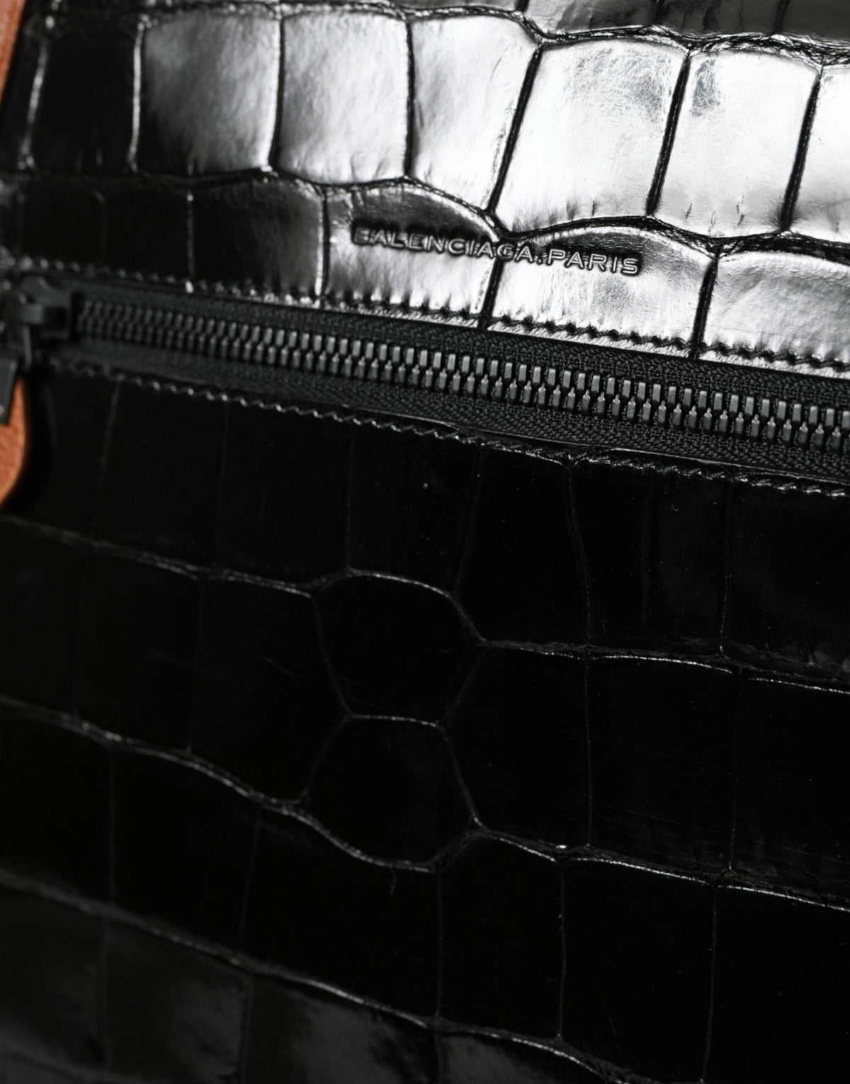 Black Brown Exotic Skin Leather Vertical Crossbody Bag