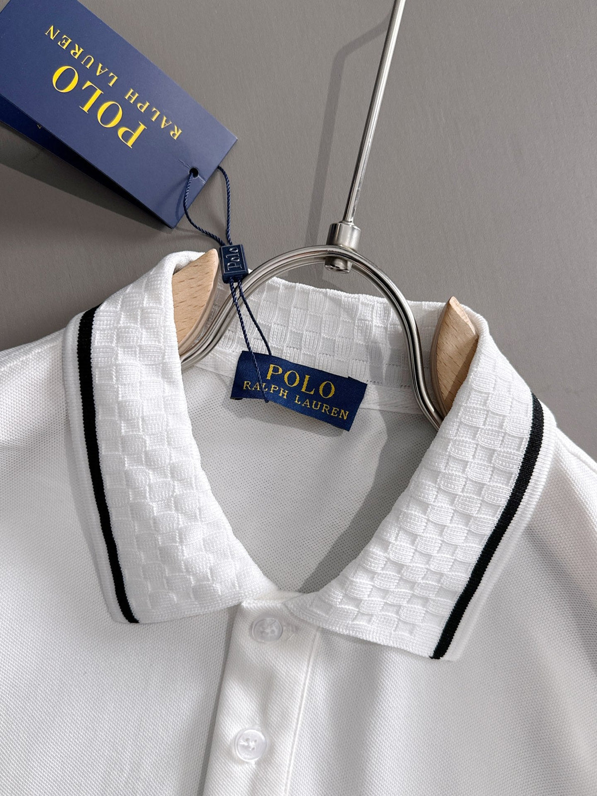 Ralph Lauren Men's Waffle‑Collar Contrast‑Trim Short‑Sleeve Polo Shirt With Black Pony Logo
